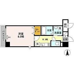 ウイステリア名城 6階1Kの間取り