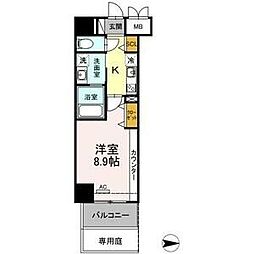 ロイヤルスクエア徳川 2階1Kの間取り