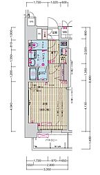 プレサンス栄フェル 6階1Kの間取り