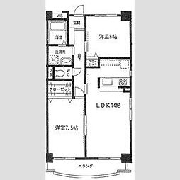 ハピネ音聞山 2LDKの間取図画像