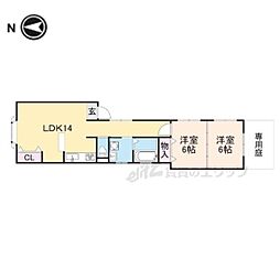 神殿マンション3棟 2LDKの間取図画像