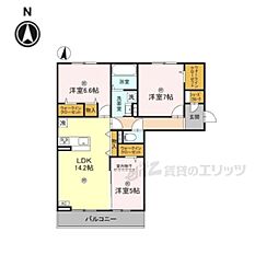 萩I 2階3LDKの間取り