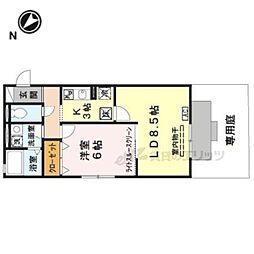 近鉄橿原線 西ノ京駅 徒歩9分の賃貸アパート 1階1LDKの間取り