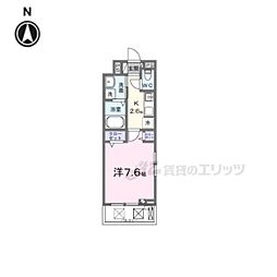 リエゾン学園前 1階1Kの間取り