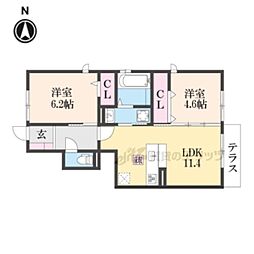 アーバンコートＭ 1階2LDKの間取り