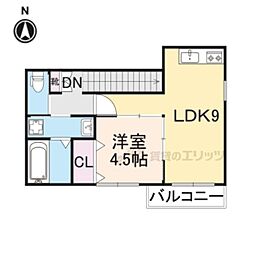 ソレイユビセレクト法蓮町II 2階1LDKの間取り