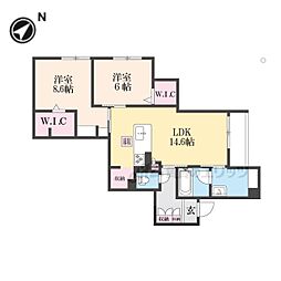 近鉄奈良線 生駒駅 徒歩9分の賃貸アパート 3階2LDKの間取り