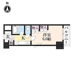 近鉄奈良線 新大宮駅 徒歩5分の賃貸マンション 8階1Kの間取り