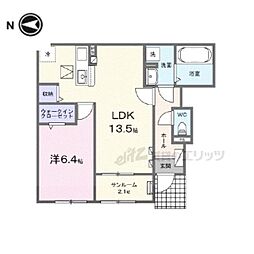 ゴールドメゾン 1階1LDKの間取り