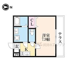 ジーメゾン新大宮 3階1Kの間取り