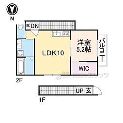 ソレイユビセレクト法蓮町I 2階1LDKの間取り