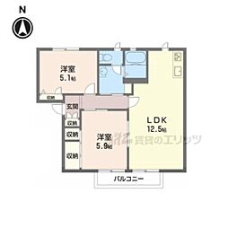 セントポーリアA 2LDKの間取図画像