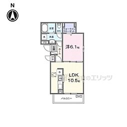 ラヴィエールI 1LDKの間取図画像