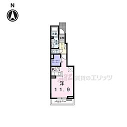 ハッピーハイツ 1Kの間取図画像