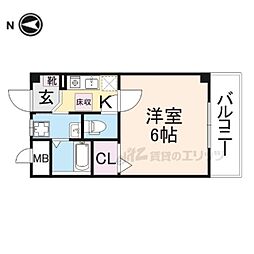 メゾン・ド・佐保 ワンルームの間取図画像