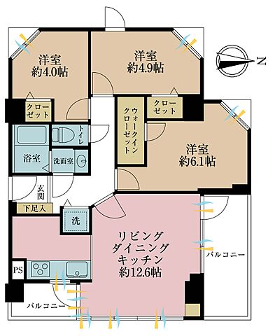 間取り グランドメゾン戸山 3階/-