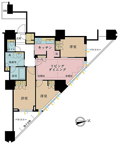 間取り 富久クロス　コンフォートタワー 34階/-