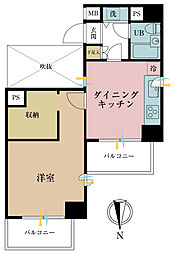 三の輪シティハウス 1DKの間取図画像