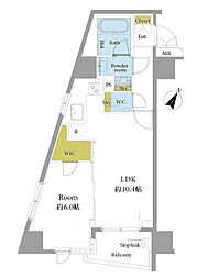エステムプラザ市谷外濠公園 1LDKの間取図画像