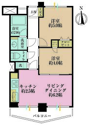 マンションニュー恵比寿 2LDKの間取図画像