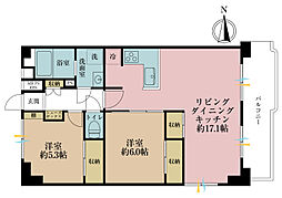 恵比寿ブルーメ 2LDKの間取図画像