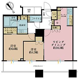 ザ・パークハウス西新宿タワー60 2LDKの間取図画像