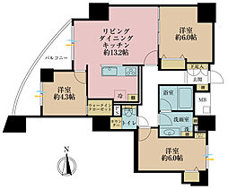 ドリームタワーキュアレジデンス 3LDKの間取図画像