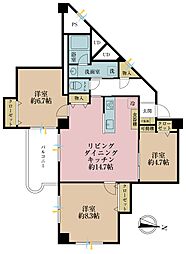 武蔵野グリーンタウンF棟 3LDKの間取図画像