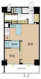佃スカイハイツ ワンルームの間取図画像