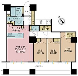 ザ・パークハウス西新宿タワー60 3LDKの間取図画像