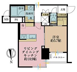 上野入谷シティハウス 1LDKの間取図画像