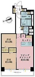 飛鳥山スカイハイツ 2LDKの間取図画像
