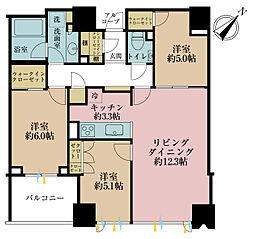 スカイフォレストレジデンス 3LDKの間取図画像