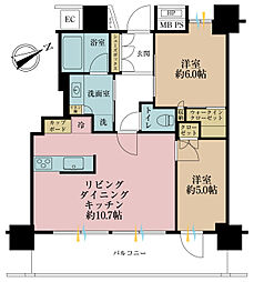 パークタワー東雲 2LDKの間取図画像