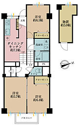 高円寺サンハイツ 3DKの間取図画像
