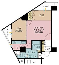 エクセレント麻布十番 2LDKの間取図画像
