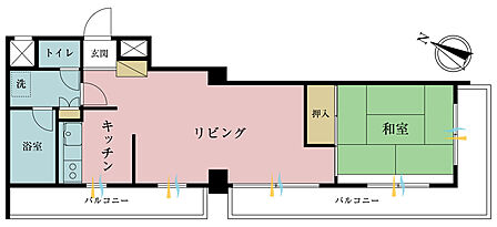 1LDK、専有面積47.81m2