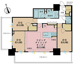 パークタワー西新宿エムズポート 3LDKの間取図画像