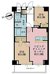 ニューハイツ芝公園 2LDKの間取図画像