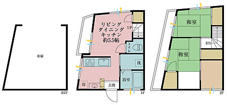 2LDK、専有面積46.76m2、バルコニー面積5m2