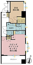 グリフォーネ横浜・中央 1LDKの間取図画像