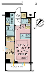 グレンドール新宿牛込柳町 1LDKの間取図画像