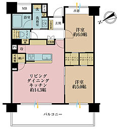 パセオTOKYOイースト 2LDKの間取図画像