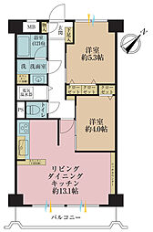 大森北一ハイツ 2LDKの間取図画像