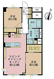 湯島ハイタウンB棟 2LDKの間取図画像