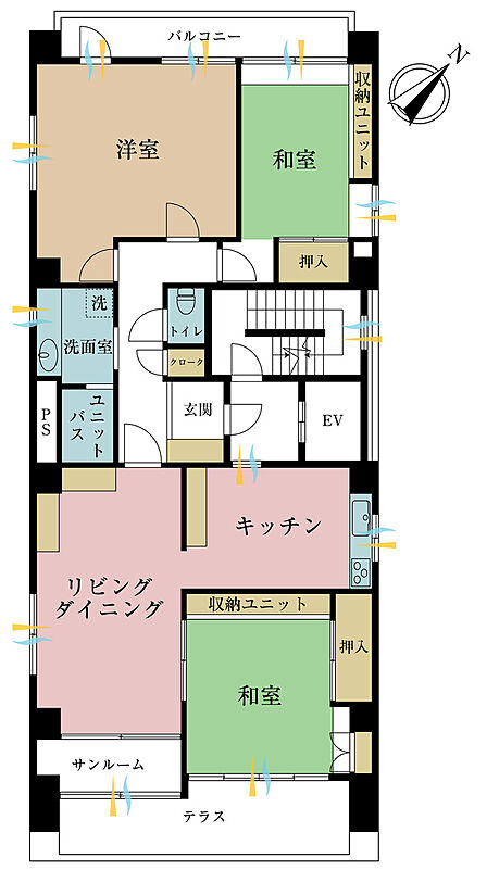 3LDK、専有面積112.78m2