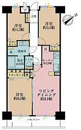 シティハイツ松戸 3LDKの間取図画像