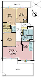 ヒルズ等々力緑地ウエスト 3LDKの間取図画像