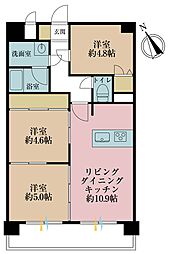 ユニーブル神奈川新町 3LDKの間取図画像