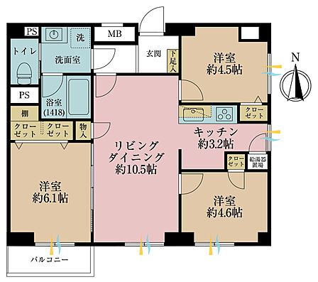 3LDK 間取り